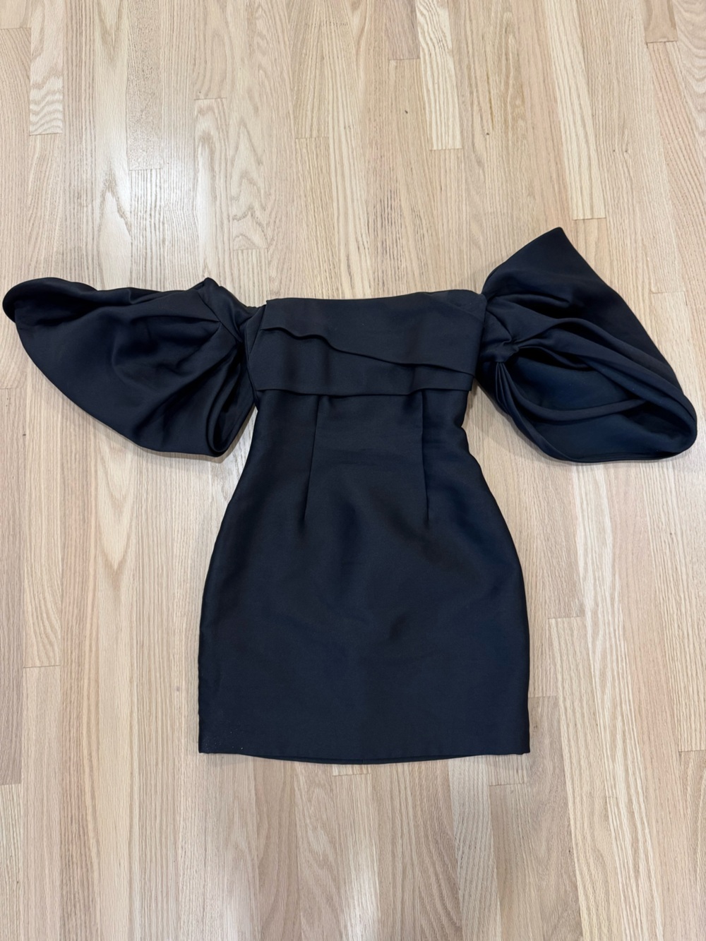 Solace London Black One-Shoulder Mini Dress with Statement Puff Sleeve